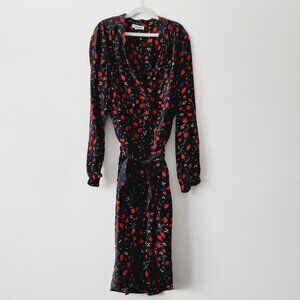 Zadig & Voltaire Black and Red Silk Shirtdress with Waist Tie